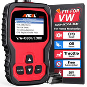 ANCEL VD500 front view showing screen and menu, clear diagnostic interface benefit