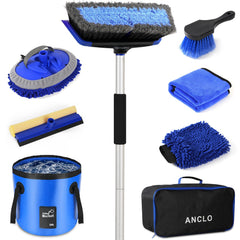 ANCLO kit front view showing all included car cleaning tools and bag for organized storage