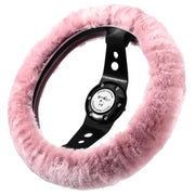 Andalus Brands front view pink steering wheel cover showing plush comfort