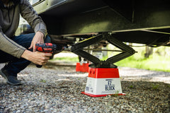 Andersen Hitches finger hole detail for easy carrying and fast positioning at the campsite