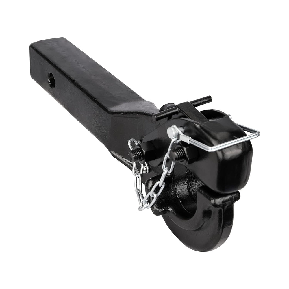 ANGCOSY pintle hook front profile showing forged steel strength and clear capacity labeling