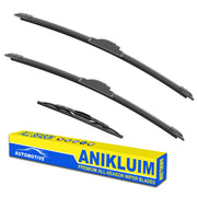 ANIKLUIM front packaging showing three wiper blades and sizing labels for easy selection