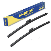 ANRDDO front wiper blades packaging showing included 28" and 18" pair, clear fitment