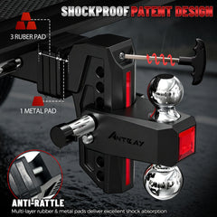 ANTbay adjustment holes and pin showing 1-inch increment height control benefit