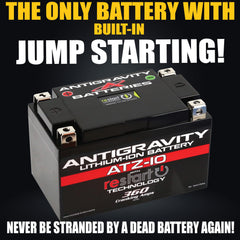 Antigravity Batteries top view highlighting the RE-START button for quick emergency starts