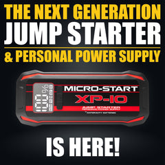 Antigravity XP-10 digital display close-up showing battery status and alerts