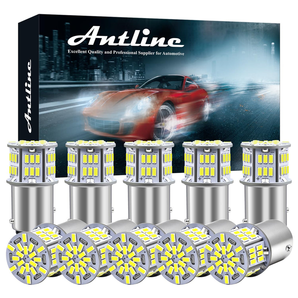 Antline front view pack of 10 bulbs showing bright uniform light benefit