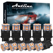 Antline front view of ten amber LED bulbs showing bright uniform light