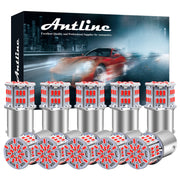Antline red 1156 BA15S bulb front view showing base and dome, clear bright replacement benefit