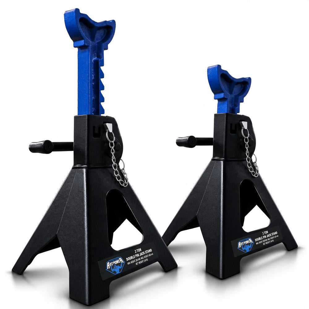 LIFTING TOOLS ANTPOWER front view showing pair and sturdy build for safe support