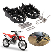 AnXin front view foot pegs showing wide platform and improved control