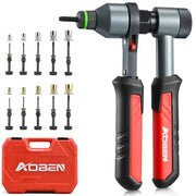 AOBEN rivet nut tool front view showing compact profile and durable build benefit