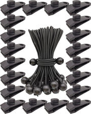 AOBYMIN front packaging showing full 40-piece tarp clip and bungee set, convenient kit