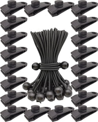 AOBYMIN front packaging showing full 40-piece tarp clip and bungee set, convenient kit