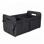 AOKJOY front view of trunk organizer showing compartments and neat storage benefit