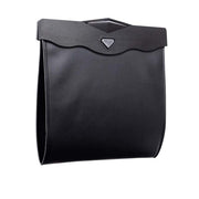 AOWIS front view of leather trash bag showing sleek design and organized interior