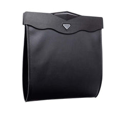 AOWIS front view of leather trash bag showing sleek design and organized interior