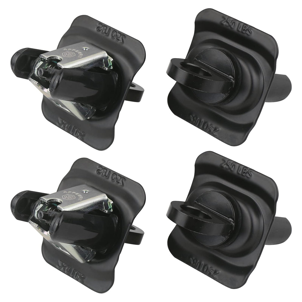 APPERFiT front view of four black tie down anchors showing fit and finish benefit