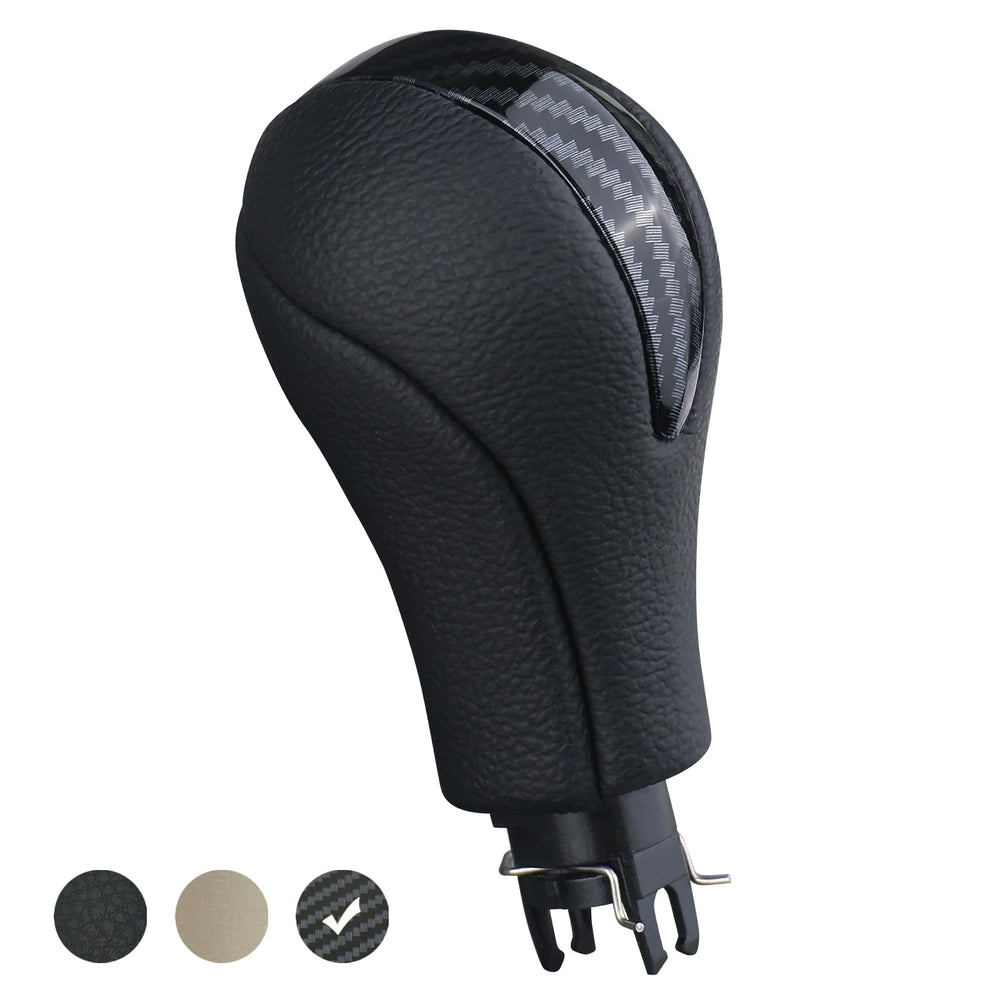 APPERFiT front view shift knob showing black and carbon fiber, improves interior appearance