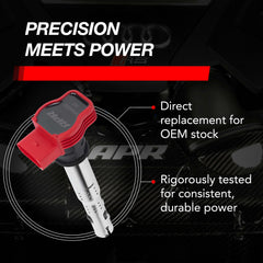 APR coil four-prong connector closeup showing plug-fit accuracy and reliability