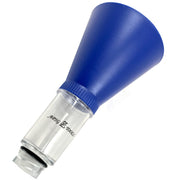APSG funnel front view showing screw-on cap and wide opening for quick pours