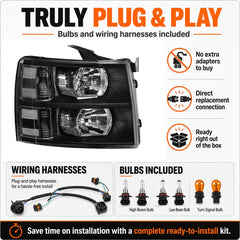 APSVE bulbs and wiring harness laid out for easy plug-and-play installation