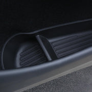 Arcoche front door tray on Tesla Model Y Juniper showing protective fit and improved storage