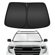 ARISMOTOR front view of fitted shade showing clean windshield coverage and sun protection