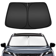 ARISMOTOR front view of sun shade for Nissan Rogue showing custom fit and easy use