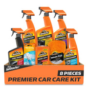 Armor All kit front packaging showing all eight car care products and benefits