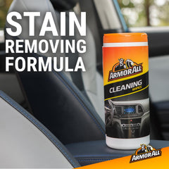 Armor All wipe removing grime from vinyl trim for restored appearance