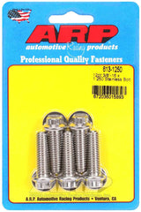 ARP polished stainless front pack showing five bolts and card, durable corrosion resistance