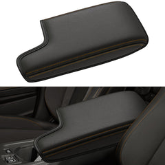 Asgohme front view of armrest cover showing neat fit and color contrast benefits