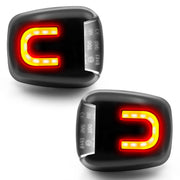 Asgohme front view of license plate light showing clean fit and brighter lighting
