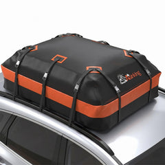 Asinking front view packed rooftop bag showing weatherproof protection and extra cargo