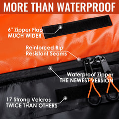 Asinking waterproof zipper detail highlighting storm flap for leak protection