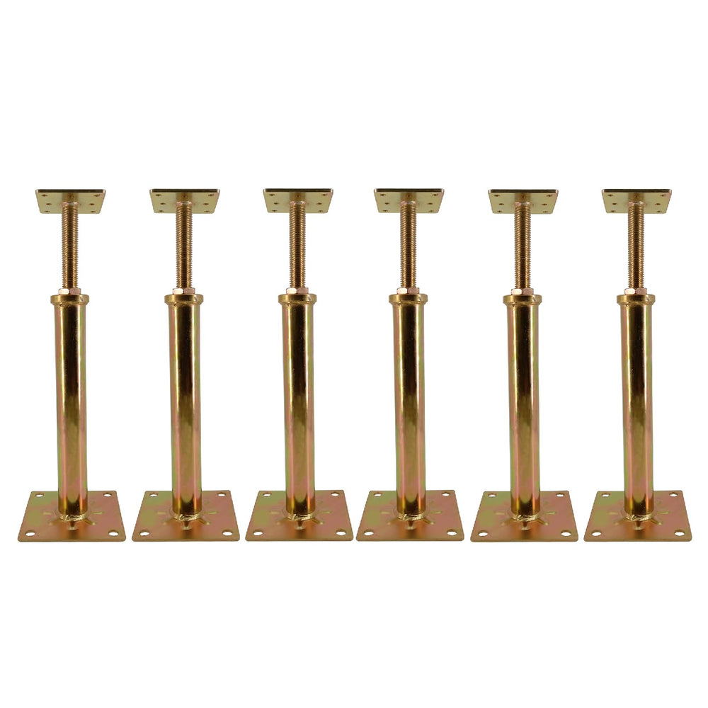 ASTAMOTOR front view of six galvanized floor jacks showing compact pack and labels, improves jobsite organization