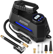 AstroAI AIRUN H front angle showing compact portable inflator and benefits