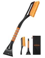 AstroAI front view of 27-inch brush and scraper, shows complete tool and benefits