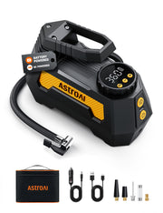 AstroAI front view showing compact portable air compressor and controls, ideal for travel