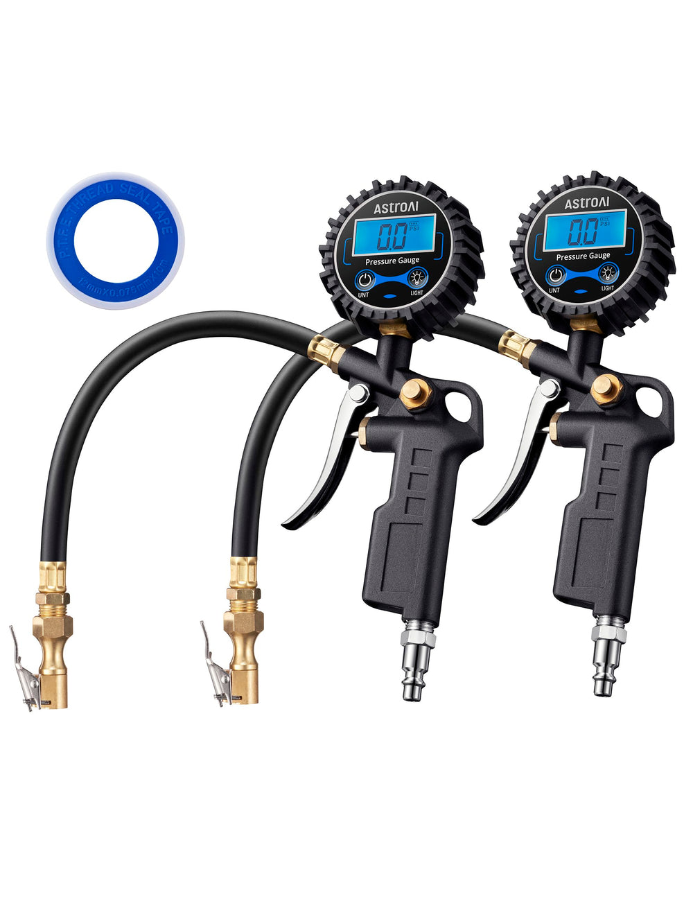 AstroAI inflator front view showing gauge and controls for easy readings