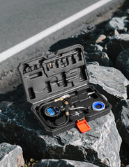 AstroAI locking chuck attached to tire valve for leak-free inflation