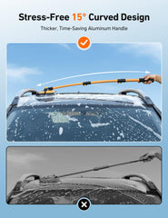 AstroAI telescopic handle fully extended to 43 inches demonstrating extended reach for roofs
