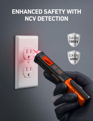 AstroAI probe tip LED close-up indicating live detection with bright visual feedback
