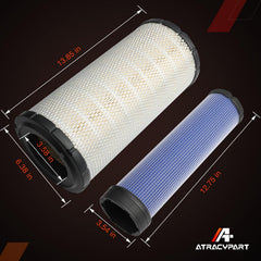 ATRACYPART air filters installed on a backhoe demonstrating correct fit and immediate engine protection