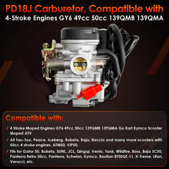 ATRACYPART PD18J throttle bore close-up showing smooth bore, better atomization