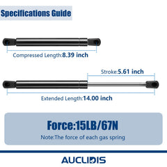 AUCLIDIS gas strut fully extended 14 inch ball-to-ball for accurate fitment and lift support