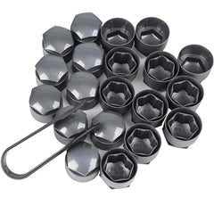 Generic Audi lug nut covers front packaging showing kit and tool for protection