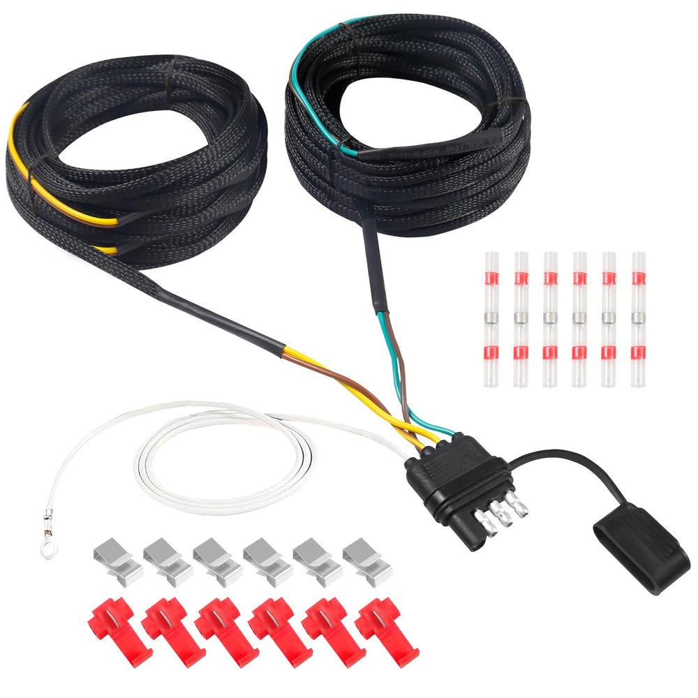Aufind front view of 4-pin 5-wire harness showing complete kit and plug for easy hookup