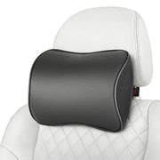 Aukee front view headrest pillow showing sleek leather and shape benefit comfort